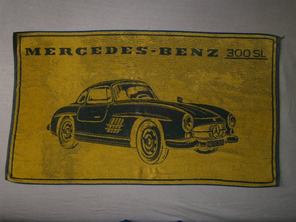 Vintage Mercedes‑Benz 300 SL handdoek – jaren ’70 geel zwart, Verzamelen, Ophalen, Gebruikt, Auto's