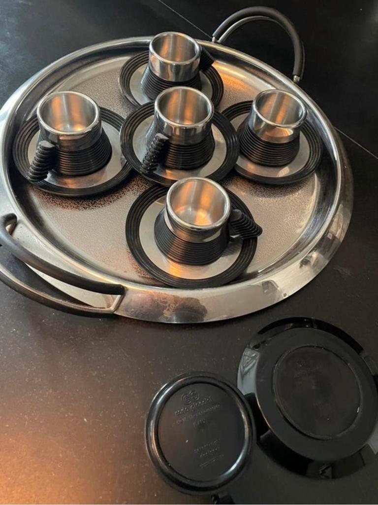 Espresso (Star Trek) kopjes + dienblad Design Giannini, Overige materialen, Ophalen of Verzenden, Zo goed als nieuw, Overige stijlen
