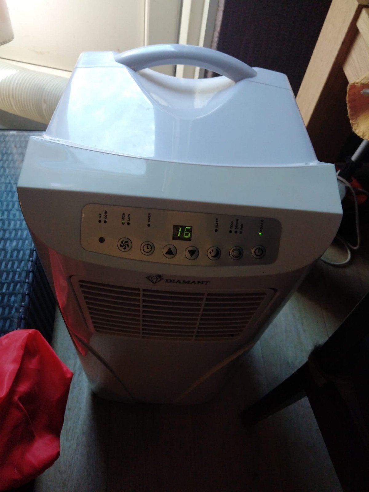 Mobiele airco met slang - Diamant, Witgoed en Apparatuur, Ophalen, Gebruikt, Minder dan 60 m³, Timer