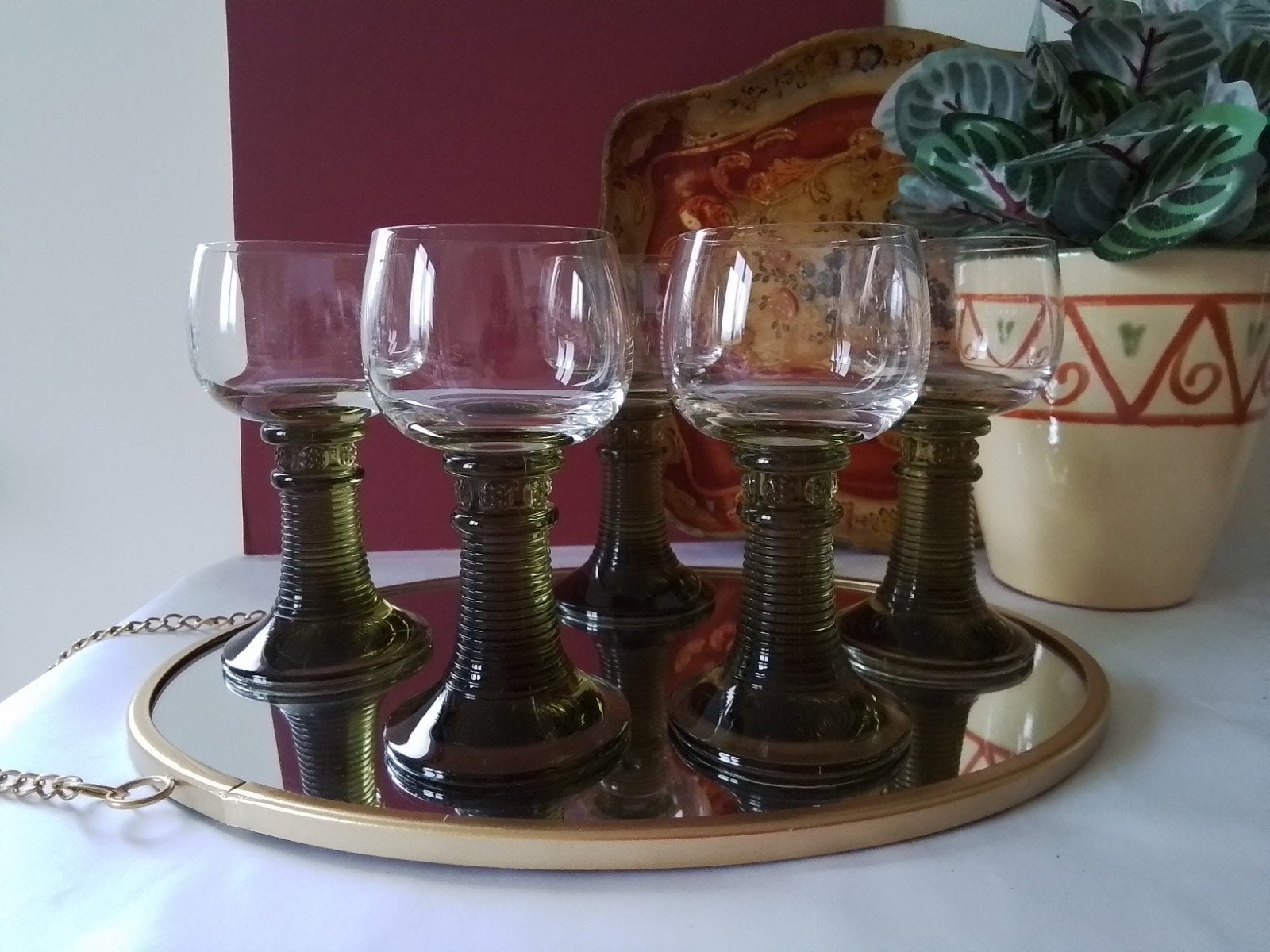 Vintage wijnglaasje met bijzondere voet, 13,5 cm hoog, Ophalen of Verzenden
