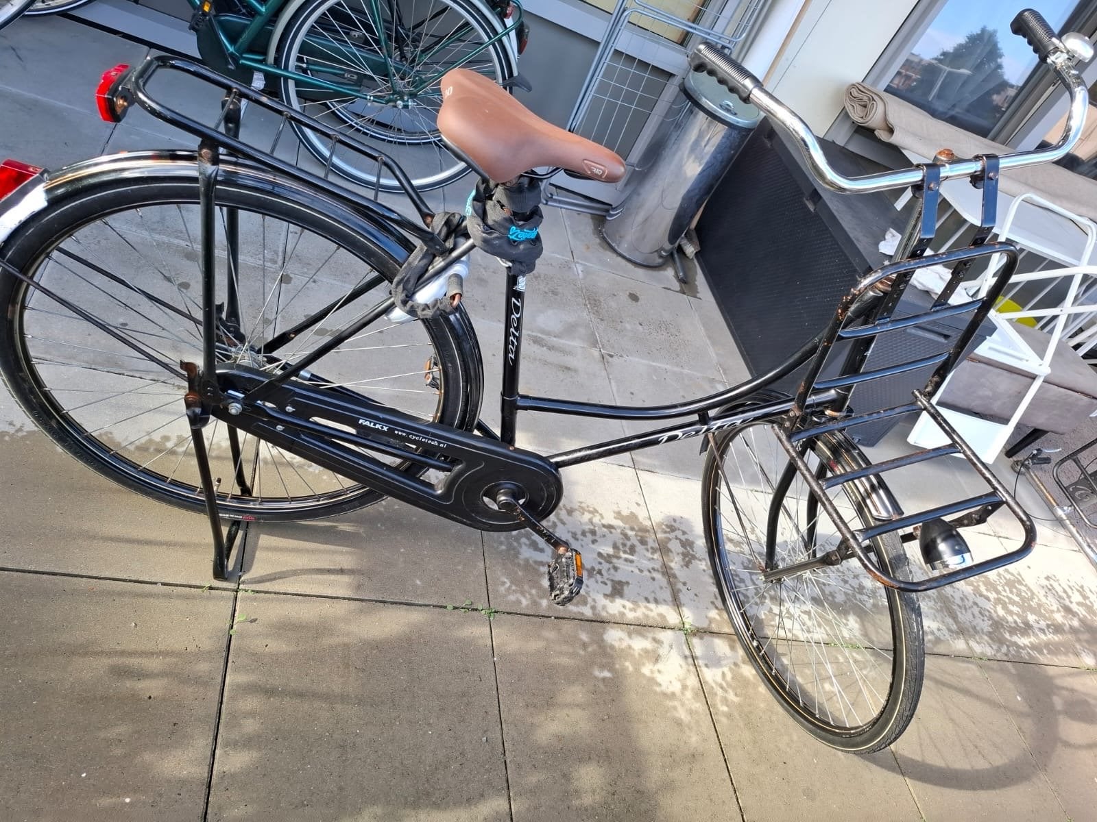 Zwarte Damesfiets met Voordrager en Bagagedrager, Terugtraprem, Ophalen, Overige merken, 53 tot 56 cm