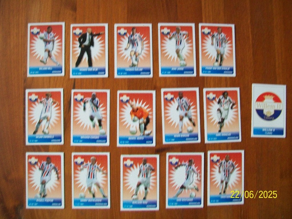 16 Voetbalplaatjes Willem II seizoen 2007 - 2008, Verzenden, Zo goed als nieuw, Willem II, Poster, Plaatje of Sticker