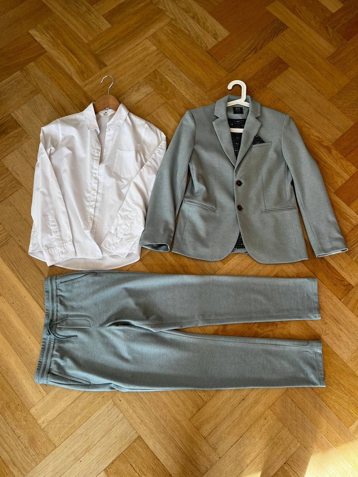 WE kostuum pastel groen maat 158 + wit overhemd H&M, Kleding | Heren, Ophalen of Verzenden, Zo goed als nieuw, Overige maten, Wit
