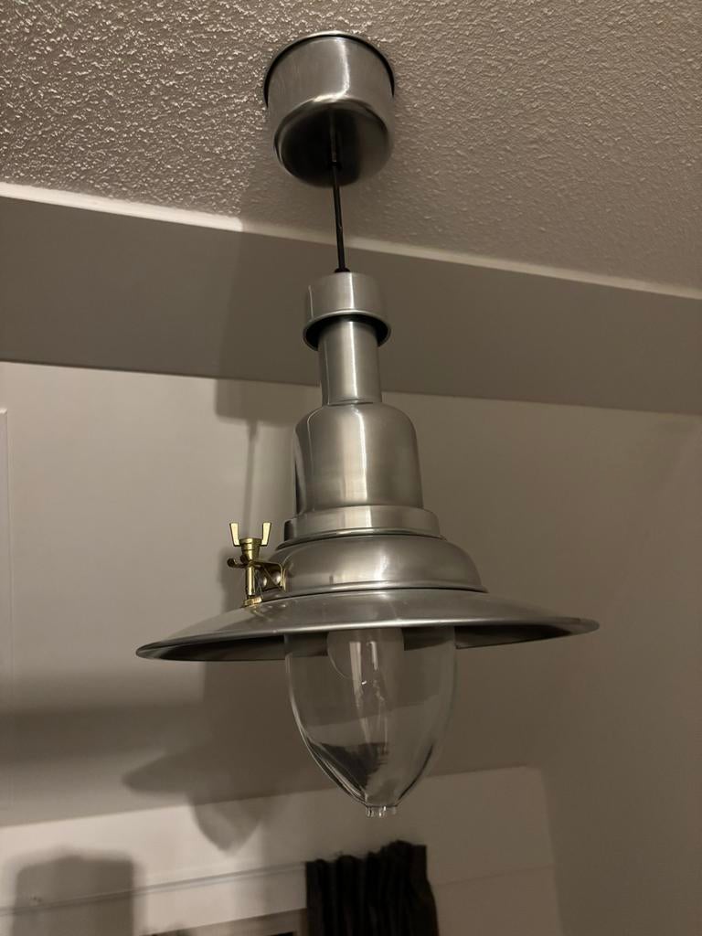 Scheepslamp Metaalkleur, Huis en Inrichting, Lampen | Hanglampen, Ophalen, Gebruikt, Metaal, Minder dan 50 cm