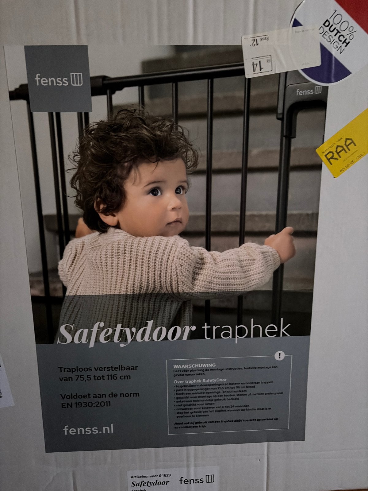 Fenss Safetydoor Traphekje - Mat Zwart (75,5-116 cm), Nieuw, Ophalen of Verzenden, 115 cm of meer, Metaal of IJzer