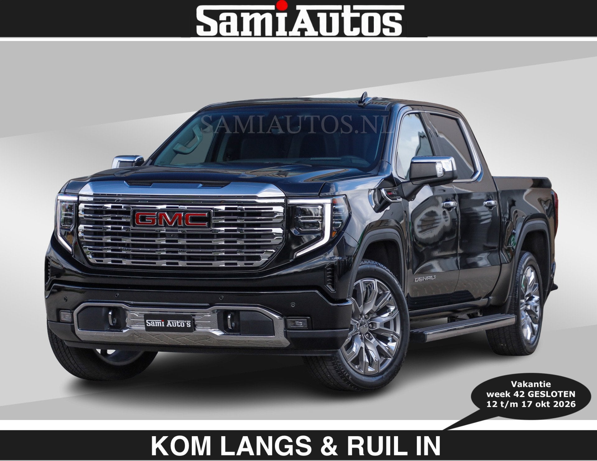 GMC Sierra DENALI | All-In Prijs | 6,2 V8 Full Option €799, Dealer onderhouden, Met garantie (alle), 426 pk, Zwart