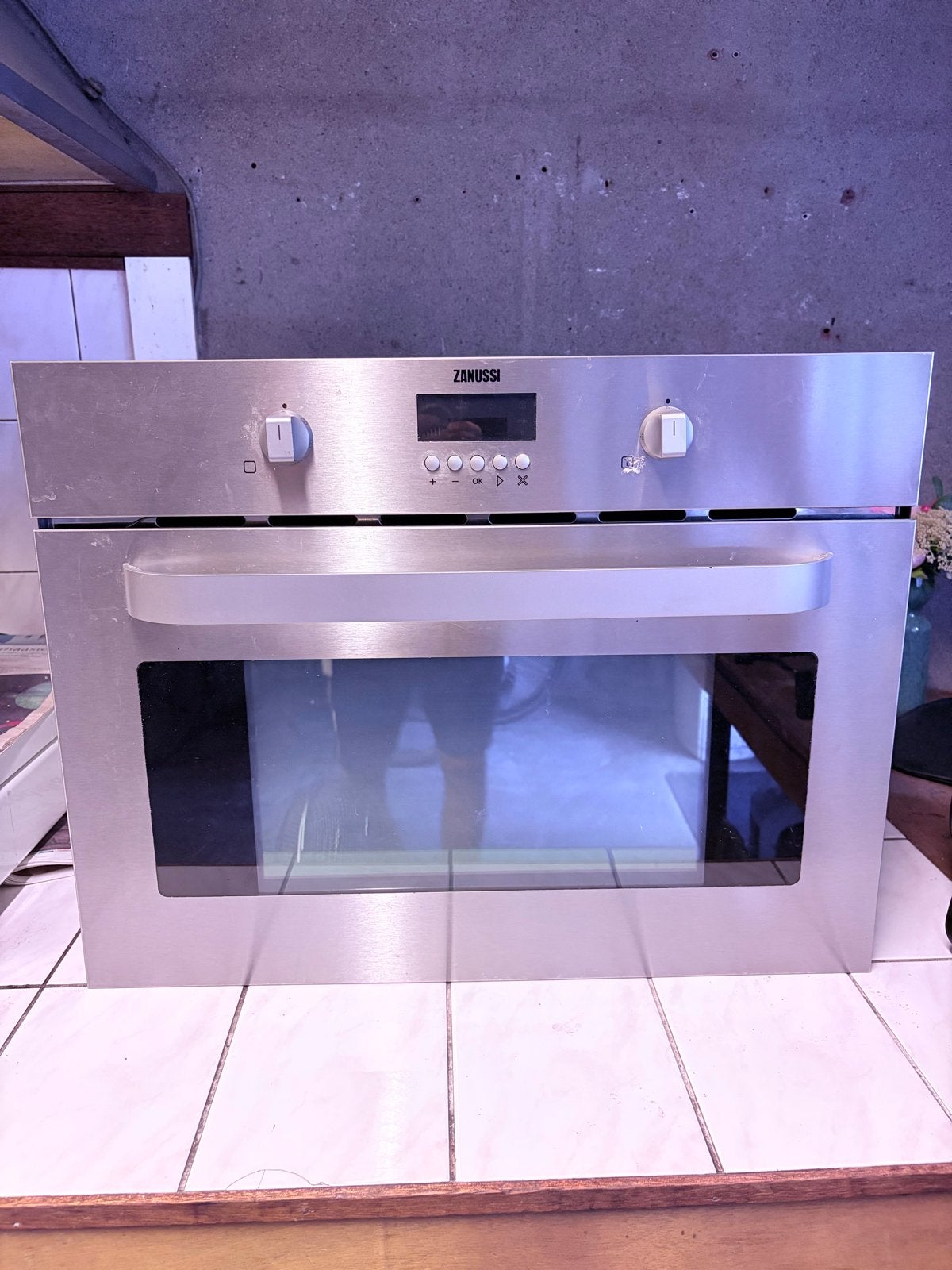Zanussi Inbouw Combimagnetron 3400W - Zilver, Ophalen, Combimagnetron, Gebruikt, Grill