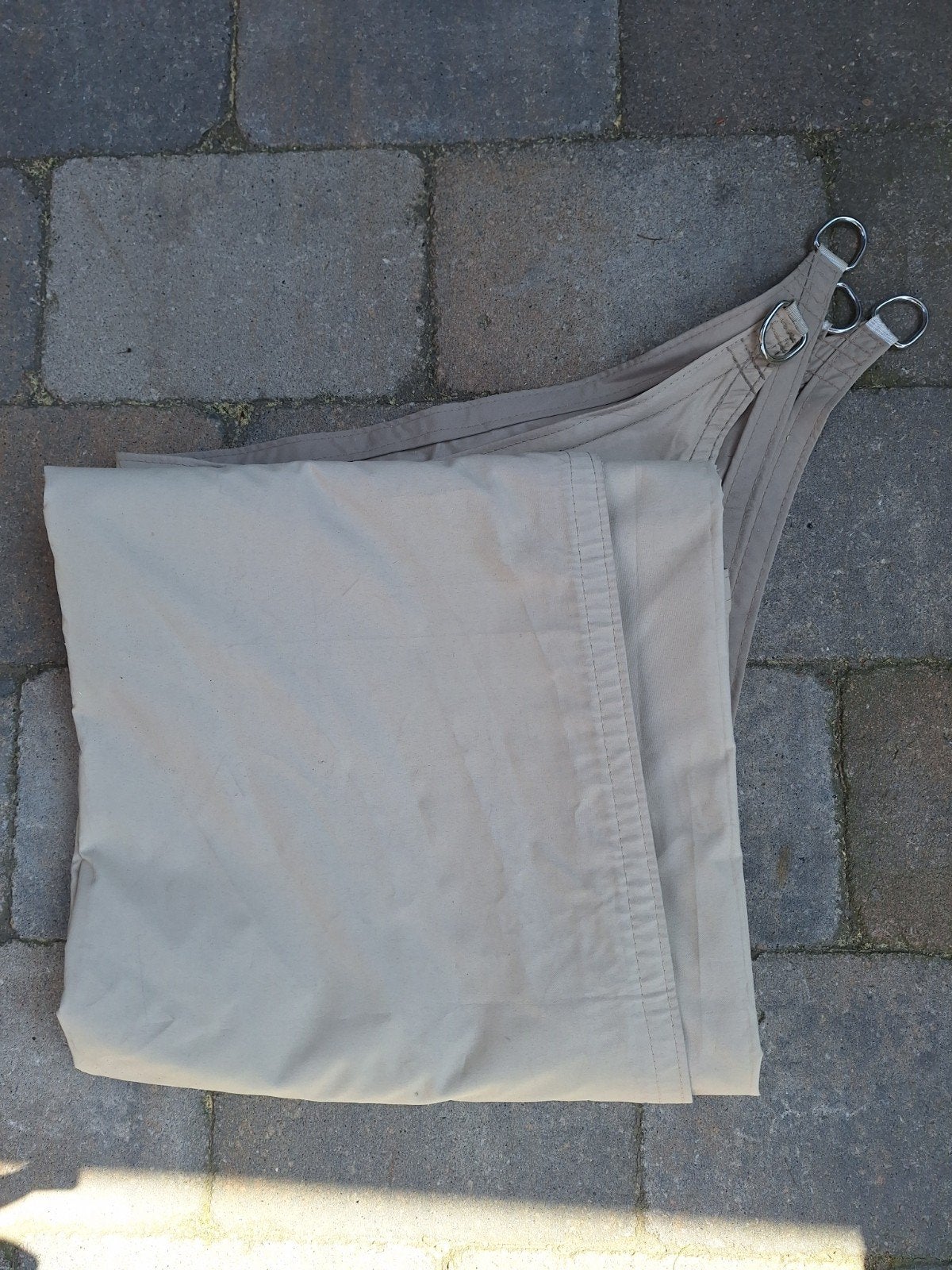 Zonnedoek / Schaduwdoek 3.6x3.6m Beige, Tuin en Terras, Schaduwdoeken, Ophalen of Verzenden, Gebruikt