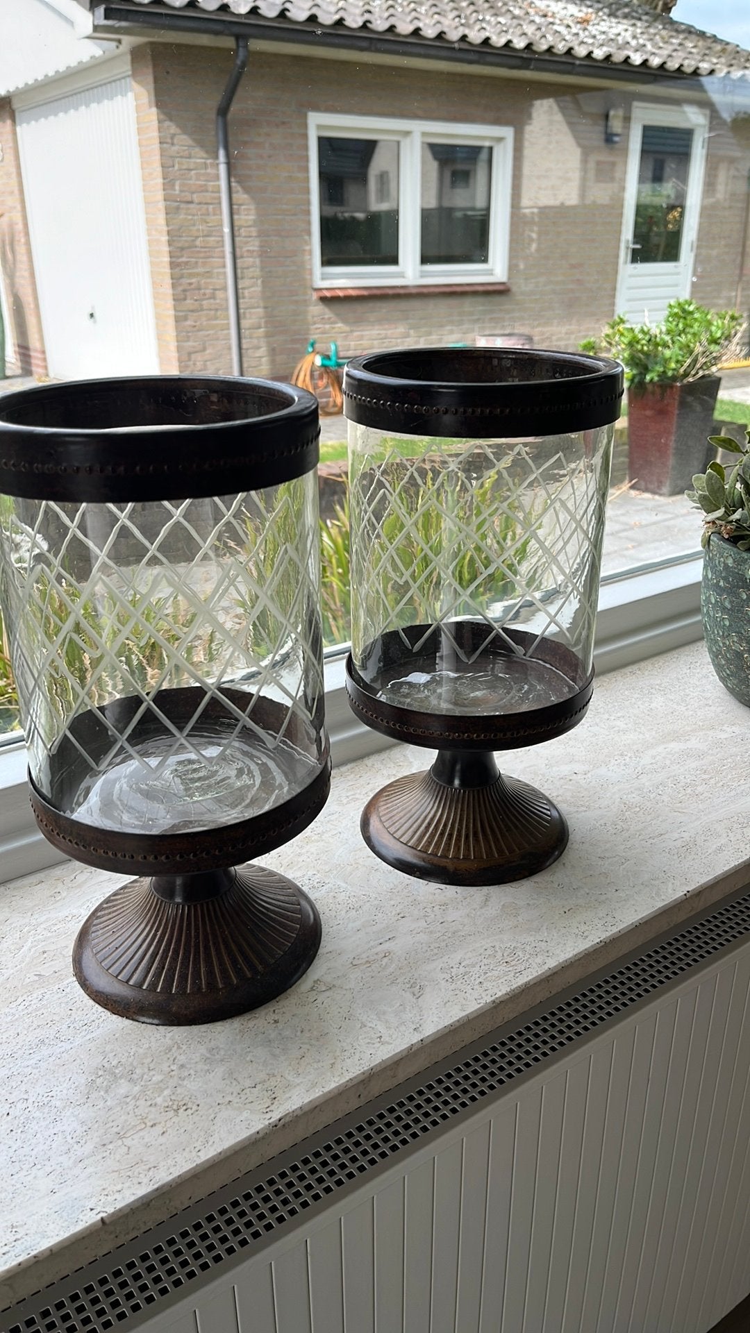 Twee mooie kandelaars te koop, Ophalen, Zo goed als nieuw, Glas