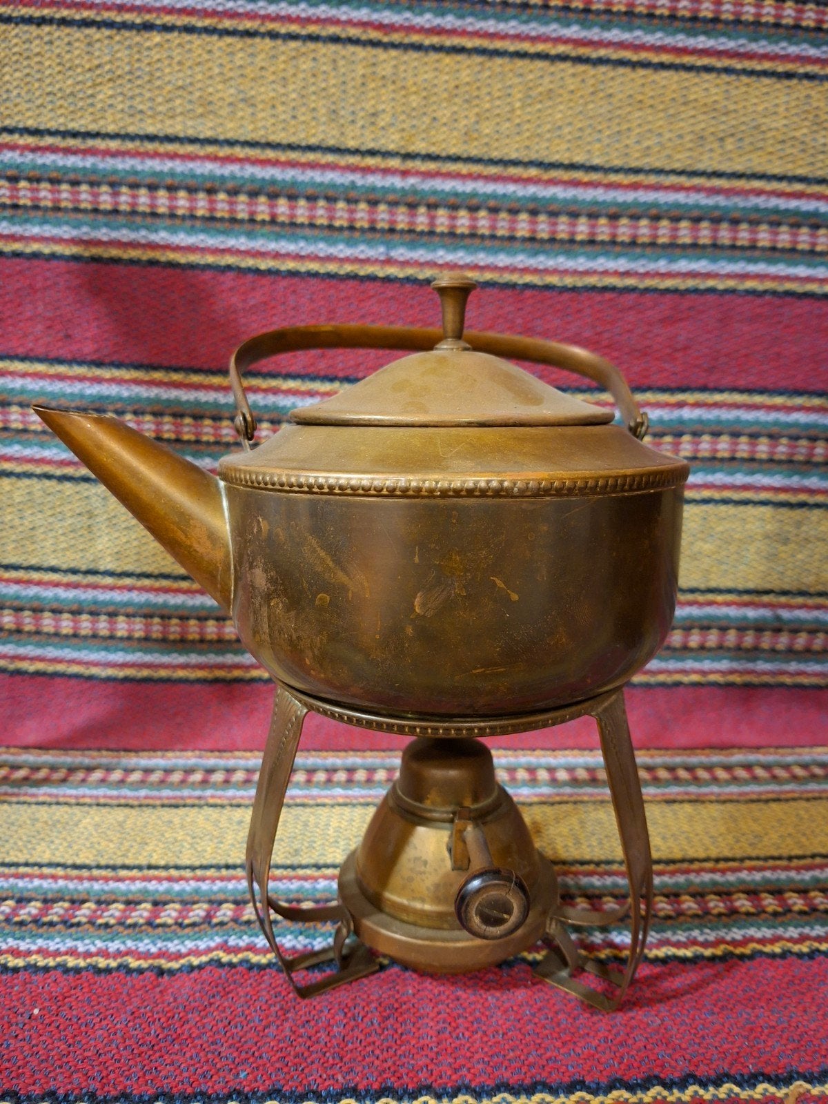 Antieke messing theeketel op rechaud Art Deco ca 1910, Ophalen of Verzenden