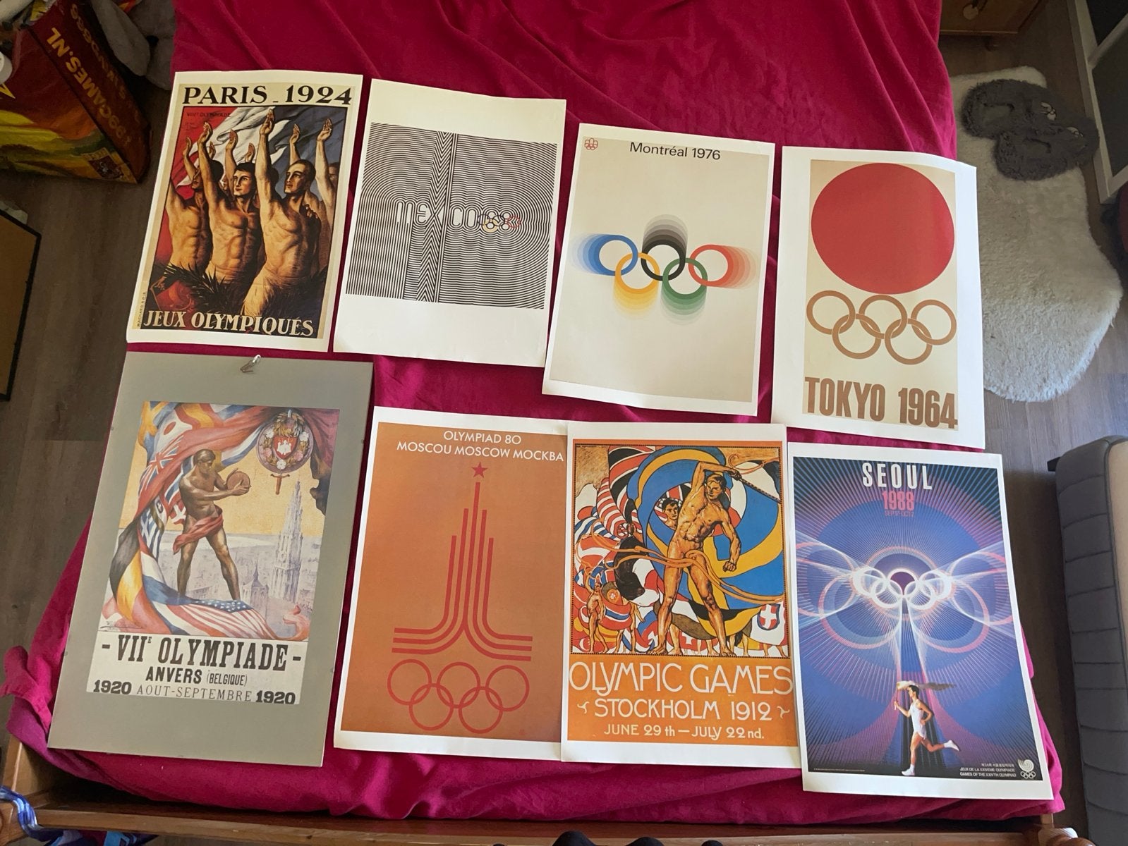 Olympische posters met lijst en passepartout 40x60, Verzamelen, Posters, Ophalen, Met lijst, Sport, A1 t/m A3
