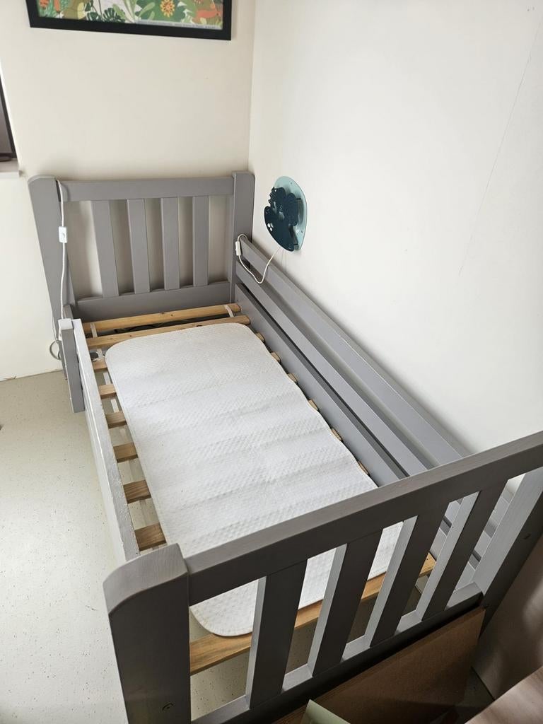 Kinderbed 160x70 met lades - Grijs, Ophalen, 180 cm of meer, 85 tot 100 cm, Lattenbodem
