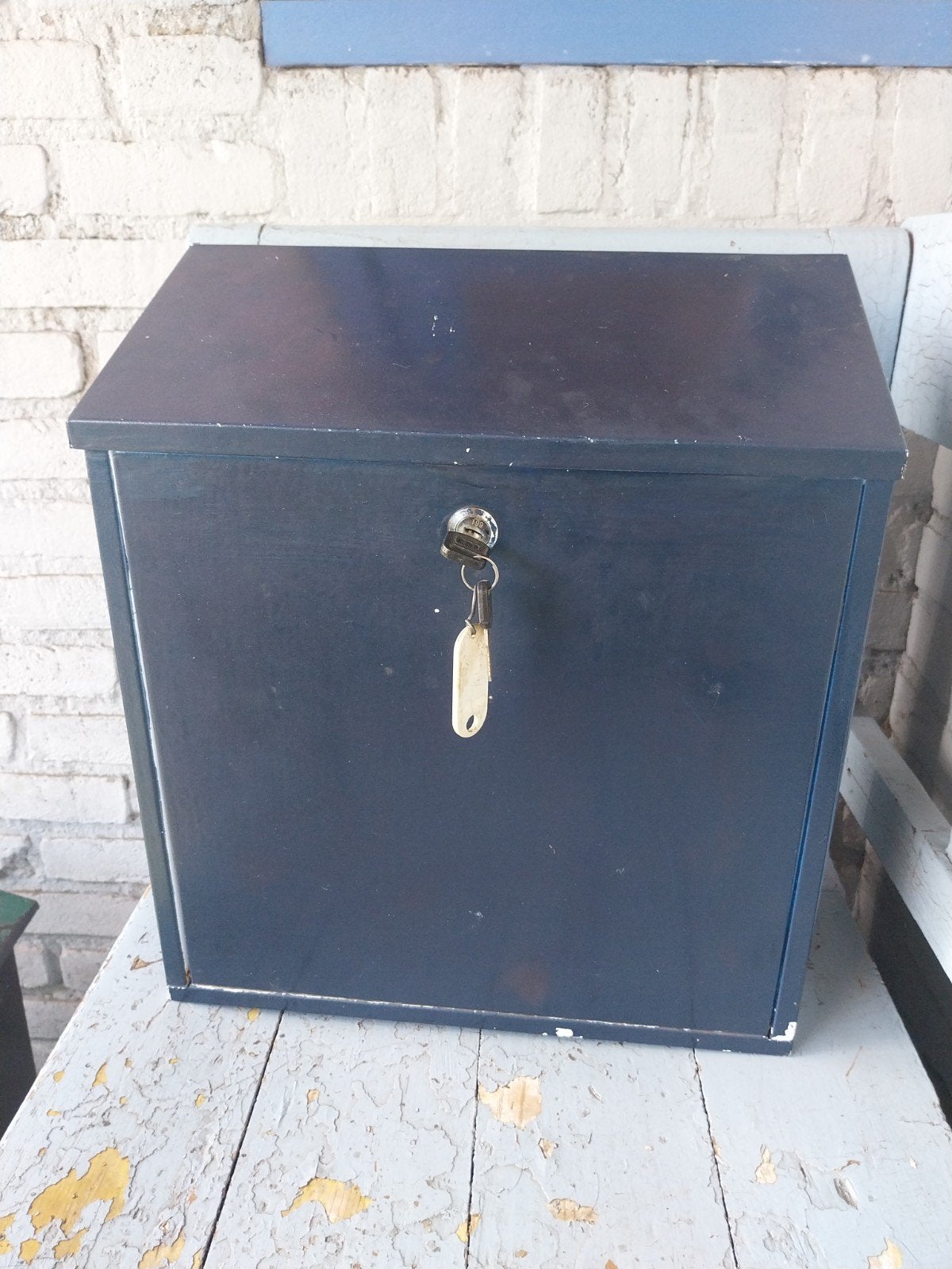 Blauwe brievenbus, Tuin en Terras, Brievenbussen, Ophalen of Verzenden, Gebruikt
