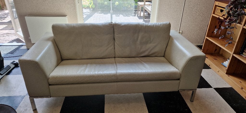 leren 2,5 zits bank (offwhite), Ophalen, Gebruikt, Modern, tijdloos, 150 tot 200 cm