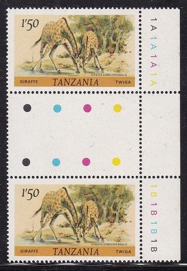 343 - Tanzania michel 168C postfris , GIRAFFE in brugpaar, Verzenden, Tanzania, Gestempeld