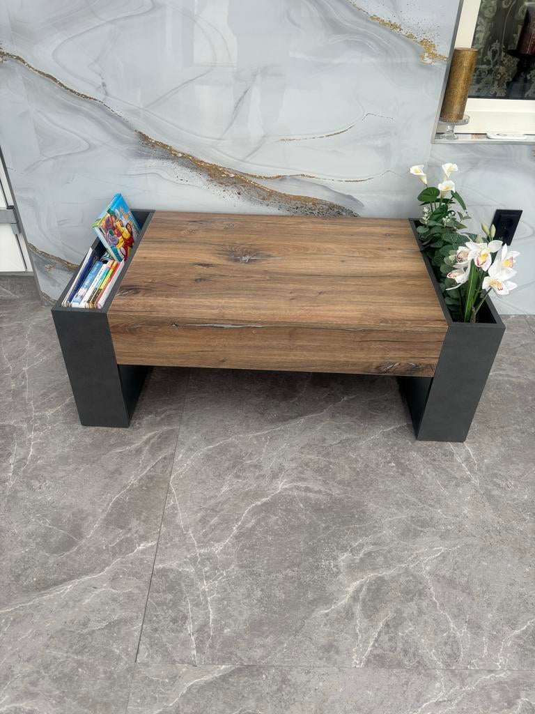 Salontafel met opbergruimte, Huis en Inrichting, Tafels | Salontafels, 100 tot 150 cm, Zo goed als nieuw, Minder dan 50 cm, Rechthoekig