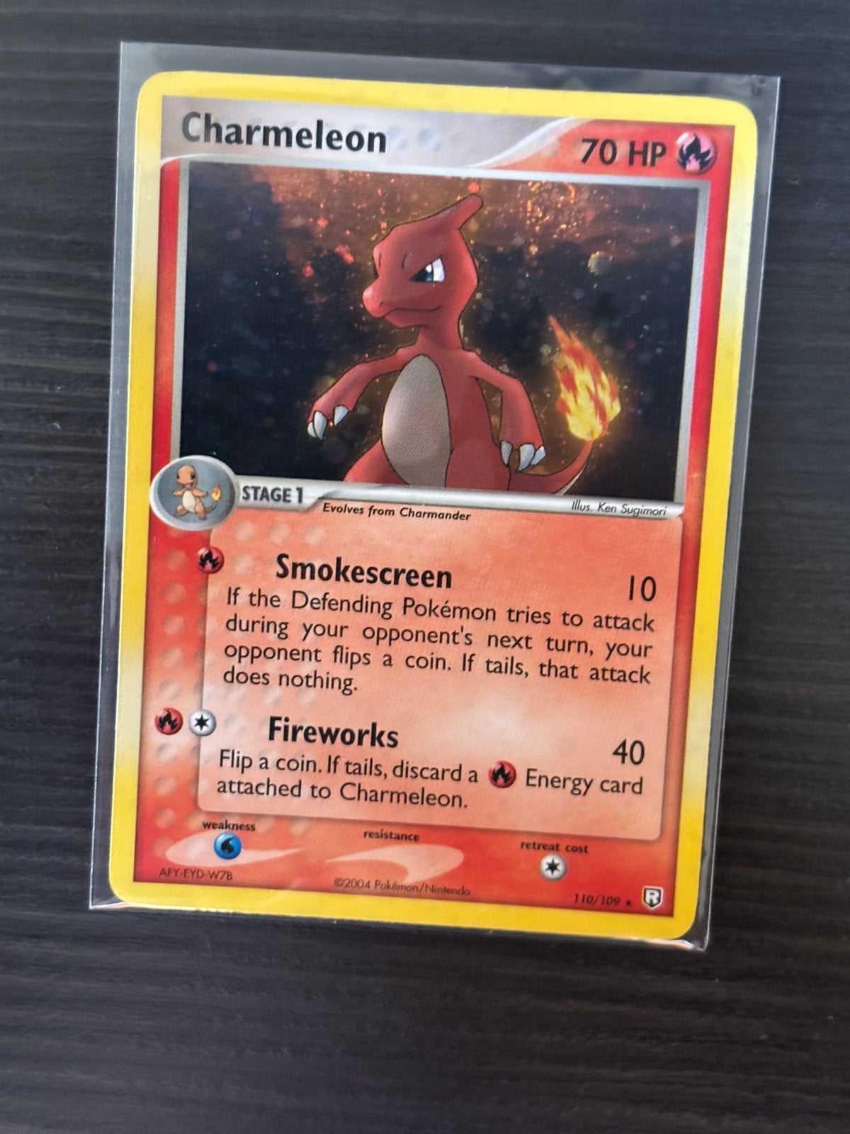 Pokemon Charmeleon 110/109 holo met swirl, Ophalen of Verzenden, Zo goed als nieuw, Losse kaart, Foil