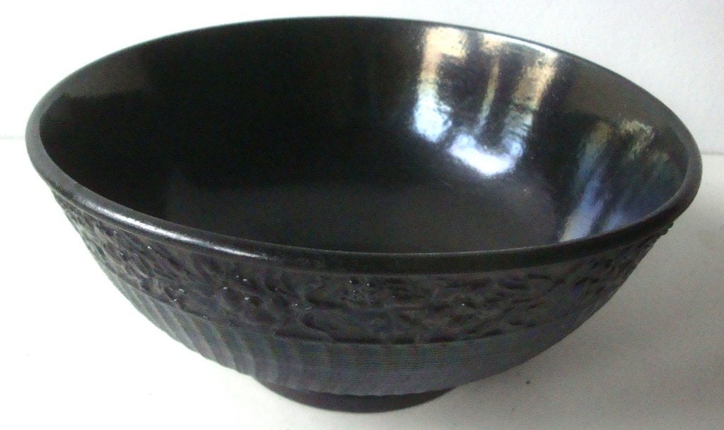 Bardi zwarte glazen schaal, iriserend glas, hoogte 7,5 cm, d, Antiek en Kunst, Antiek | Glas en Kristal, Ophalen of Verzenden