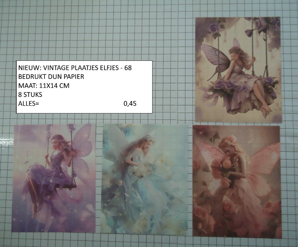 vintage plaatjes elfjes 68 ( 8 stuks )  alleen verzenden, Ophalen, Nieuw, Fantasie, Knipvel