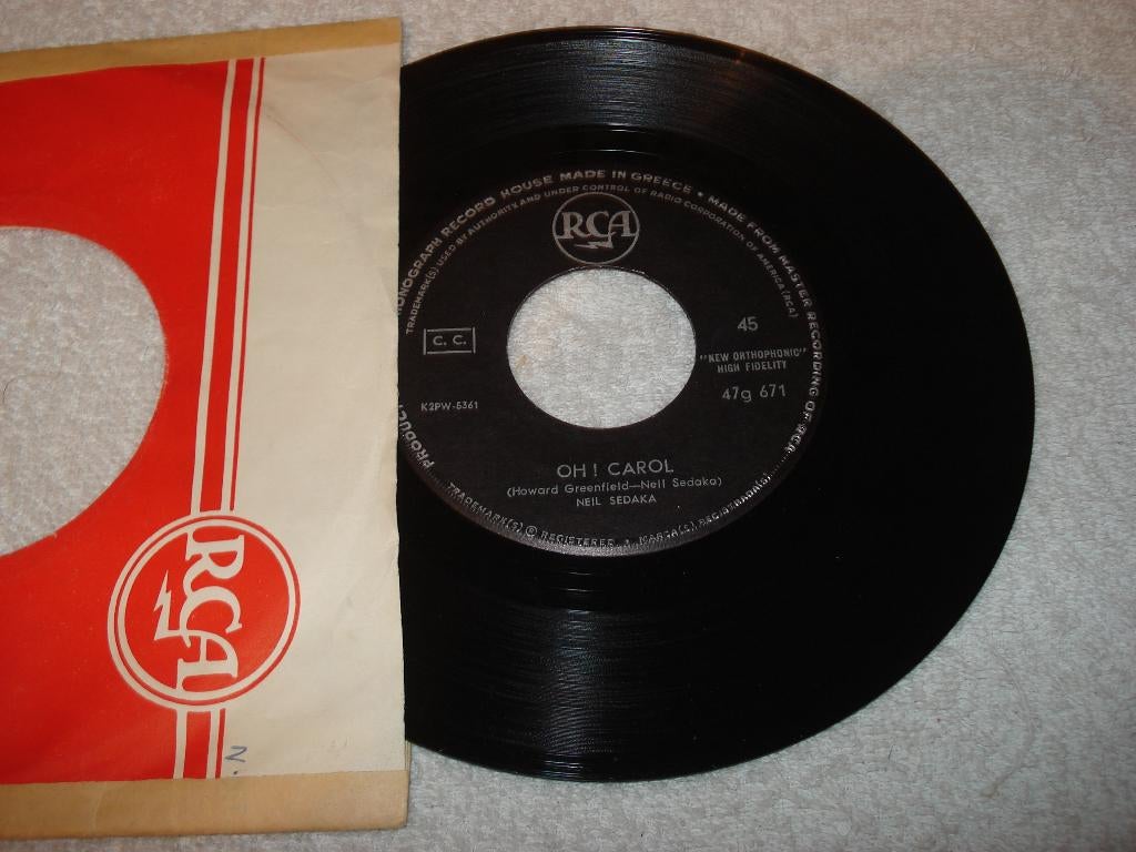 Neil Sedaka   Oh Carol  Griekenland     Orgineel, Cd's en Dvd's, Vinyl Singles, Ophalen of Verzenden, Zo goed als nieuw, Pop