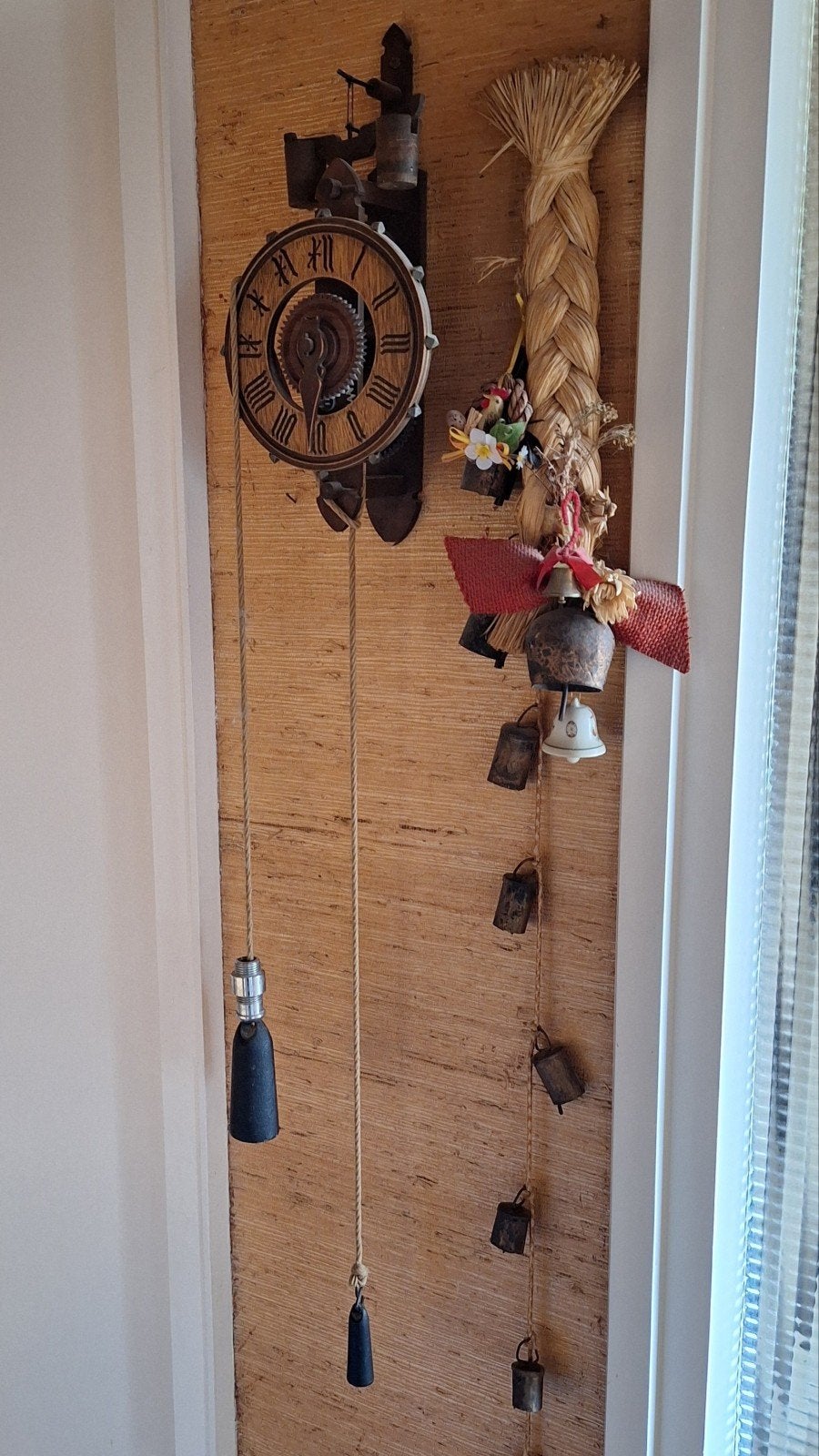 vintage houten klok echt oud jaren 50/60, Huis en Inrichting, Woonaccessoires | Klokken, Ophalen, Gebruikt, Wandklok