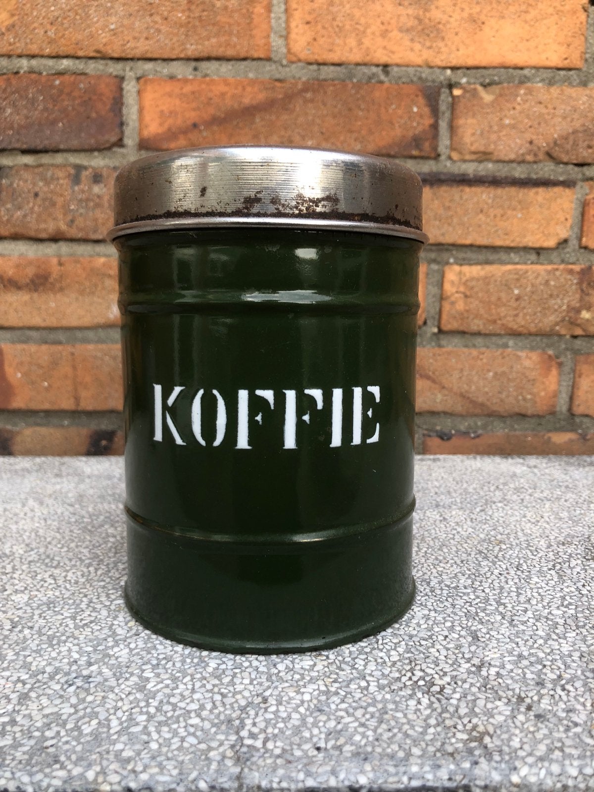 Vintage Groene Koffieblik met Deksel - Retro Keuken Decorati, Ophalen of Verzenden