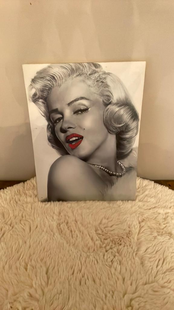 Marilyn Monroe Canvas Schilderij - Zwart-Wit met Rood, Ophalen of Verzenden