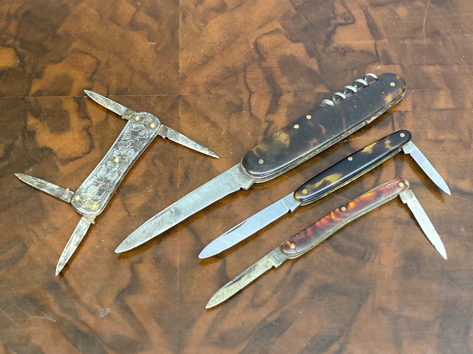 Vintage antiek zakmes mes set, Ophalen of Verzenden, Gebruikt