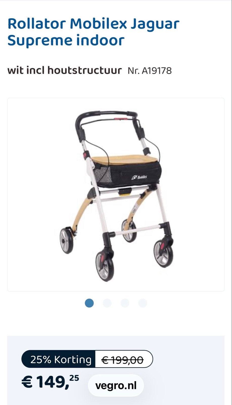 Binnen Rollator mobilex jaguar supreme. Met hout, Diversen, Ophalen, Lichtgewicht, Nieuw