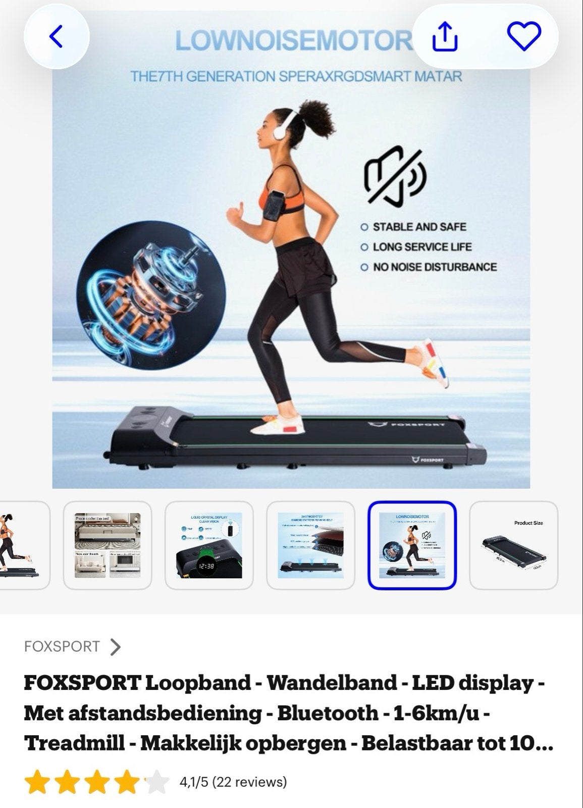 FOXSPORT Loopband - Wandelband - LED display - Met afstandsb, Ophalen, Nieuw, Metaal, Loopband