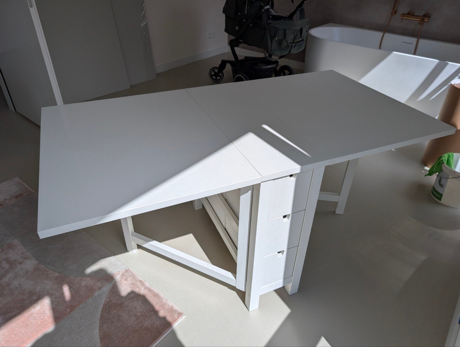 IKEA NORDEN Klaptafel - Wit, Compact en in zeer nette staat, Ophalen, Gebruikt, 100 tot 150 cm, 50 tot 100 cm