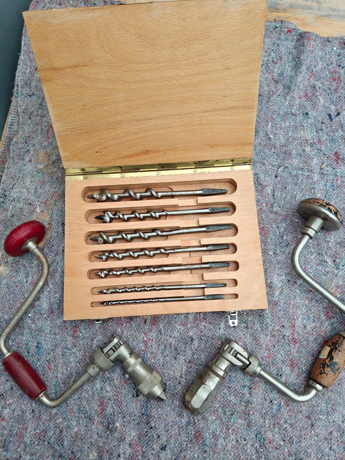Handboren 2x met sete houtboren., Antiek en Kunst, Antiek | Gereedschap en Instrumenten, Ophalen of Verzenden