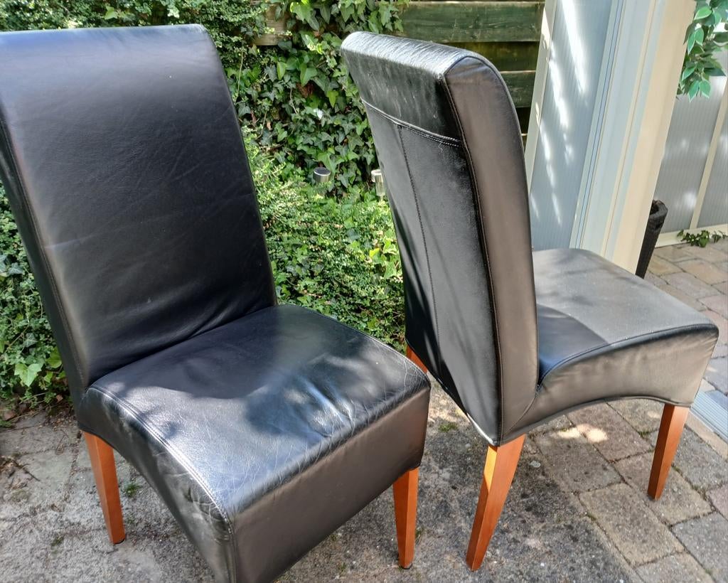 Eetkamerstoelen gratis af te halen, Huis en Inrichting, Ophalen, Gebruikt, Zwart, Leer