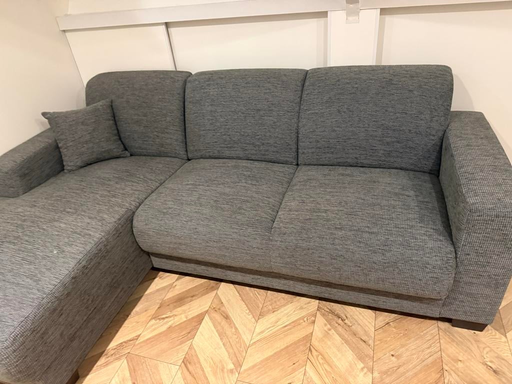 Comfortabele grijze hoekbank - Zo goed als nieuw, Ophalen, Zo goed als nieuw, Stof