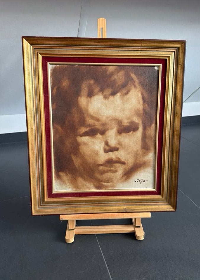 Schilderij van vSyben in mooie lijst, Antiek en Kunst, Ophalen, Doek, Portret of Personen, Realistisch