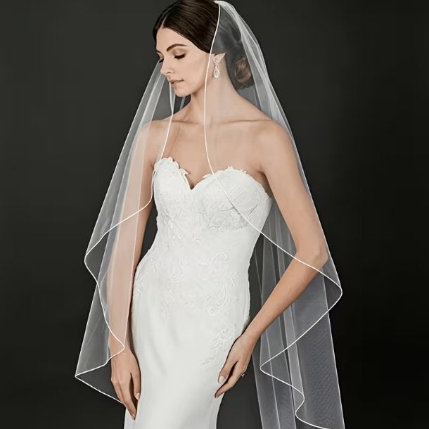 Witte Bruidssluier 100 cm met Kam, Verzenden, Nieuw, Wit, Accessoires