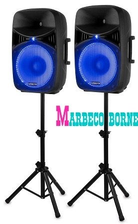 Luidspreker set, statieven, Speaker set, Plug & Play 1000W, Inclusief kabels, Vonyx, Overige typen, Nieuw