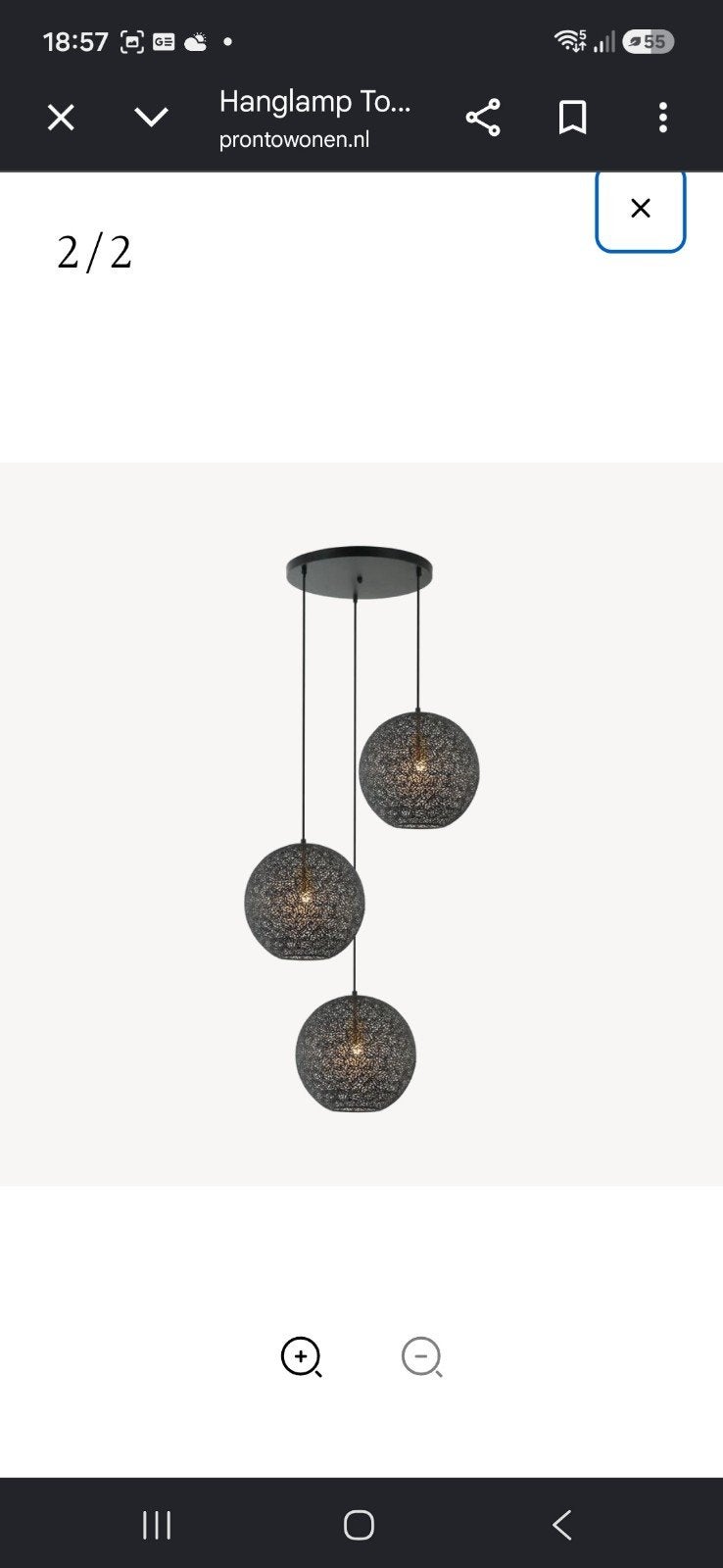 Tossica 1057/H340 Hanglamp 3-lichts Zwart Staal E27, Ophalen, Nieuw, E27 (groot), Metaal