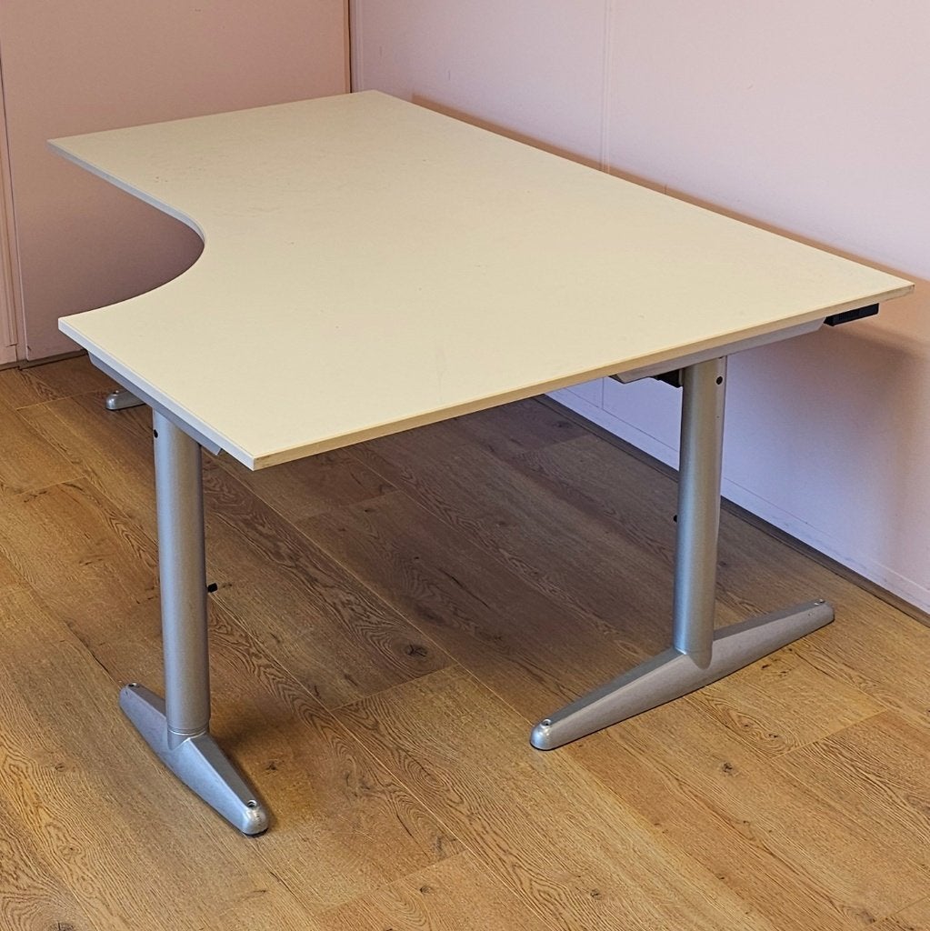 Kantoorbureau Wit – In Hoogte Verstelbaar – Hoekbureau, Ophalen, 160 cm, Gebruikt, 120 cm
