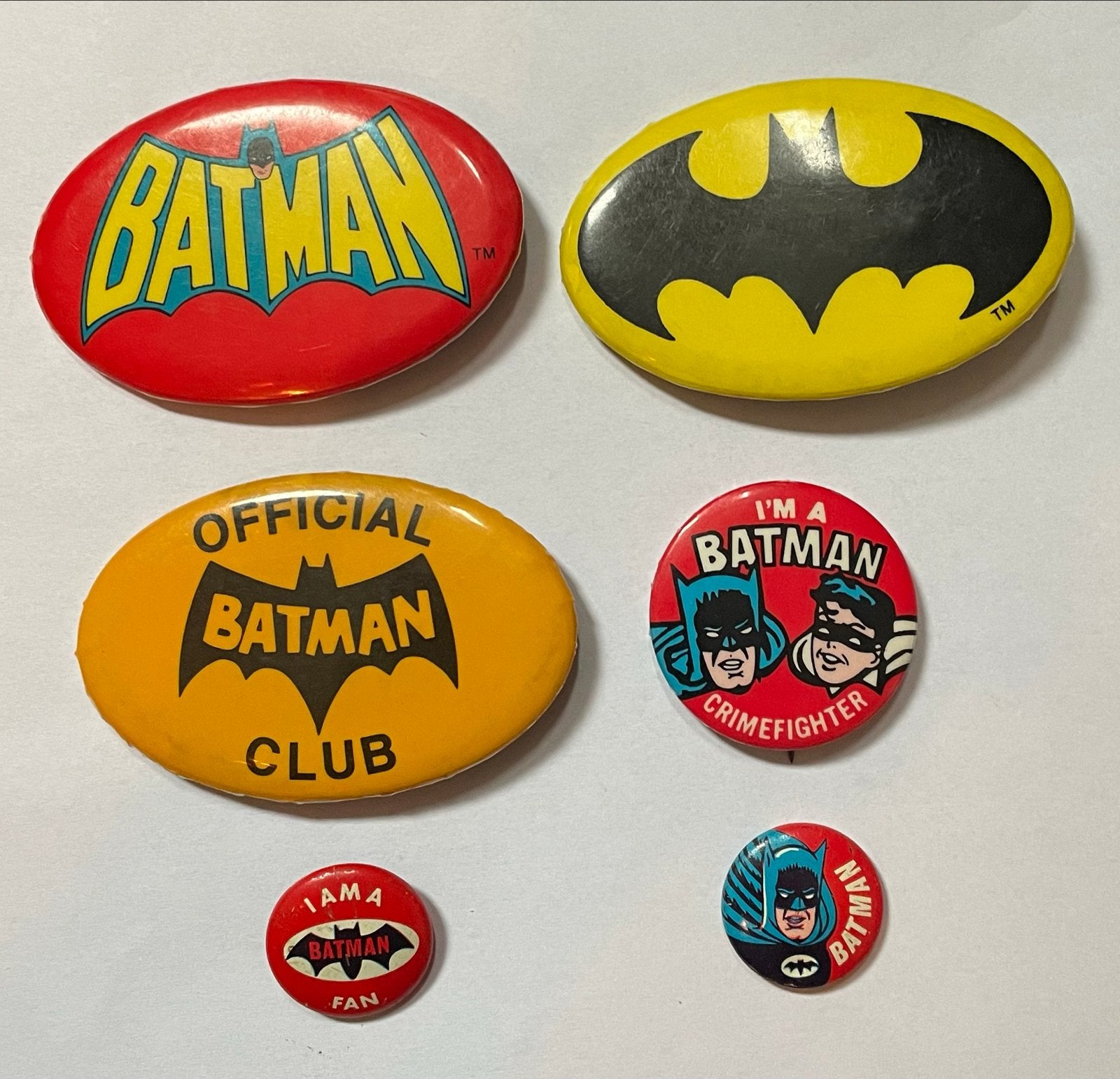 Diverse Batman buttons jaren 60/70, Ophalen of Verzenden, Gebruikt, Overige onderwerpen, Button