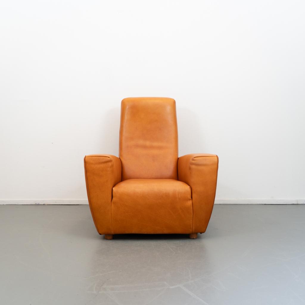1x Label Longa Fauteuil  Cognac - Buffaloleer, Niet ingevuld, Gebruikt, Niet ingevuld, 75 tot 100 cm
