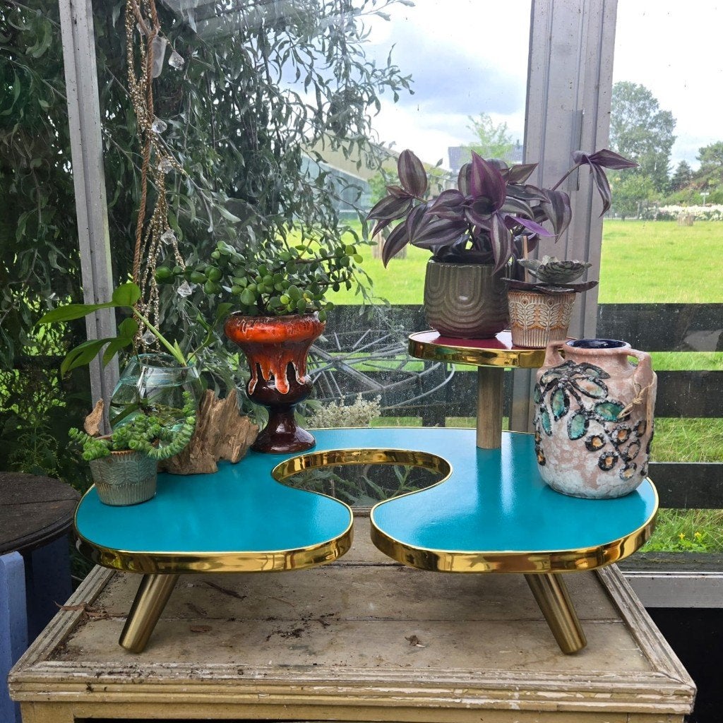 Retro Plantentafel (Nieuw gemaakt), Overige houtsoorten, 50 tot 100 cm, Rond, Ophalen of Verzenden
