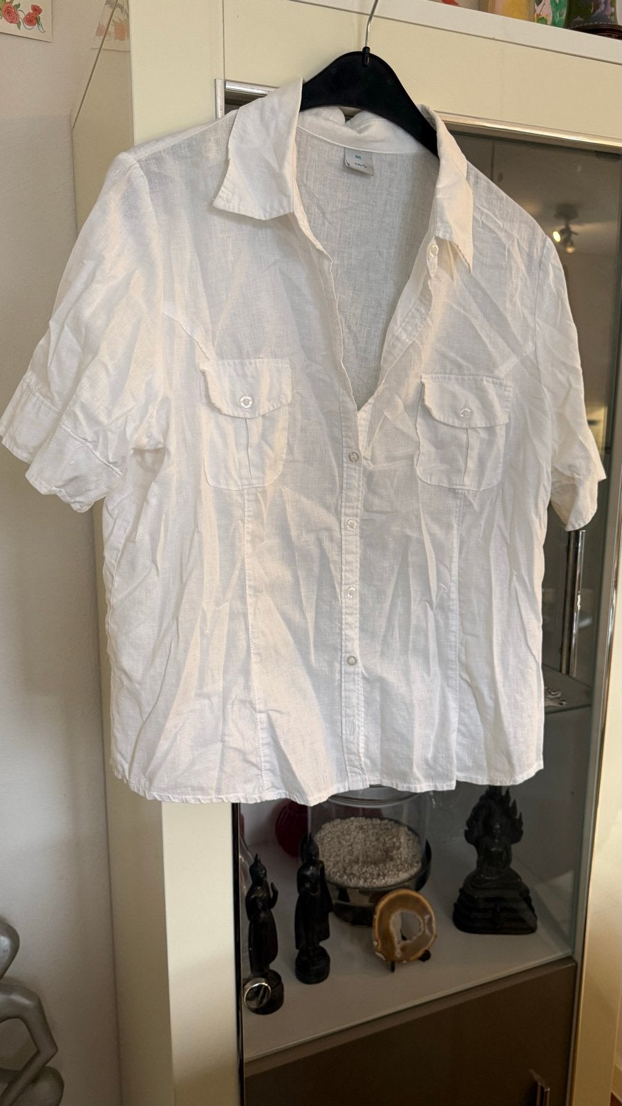 Witte linnen blouse M&S maat 46, Kleding | Dames, Ophalen of Verzenden, Zo goed als nieuw, Maat 46/48 (XL) of groter, Wit