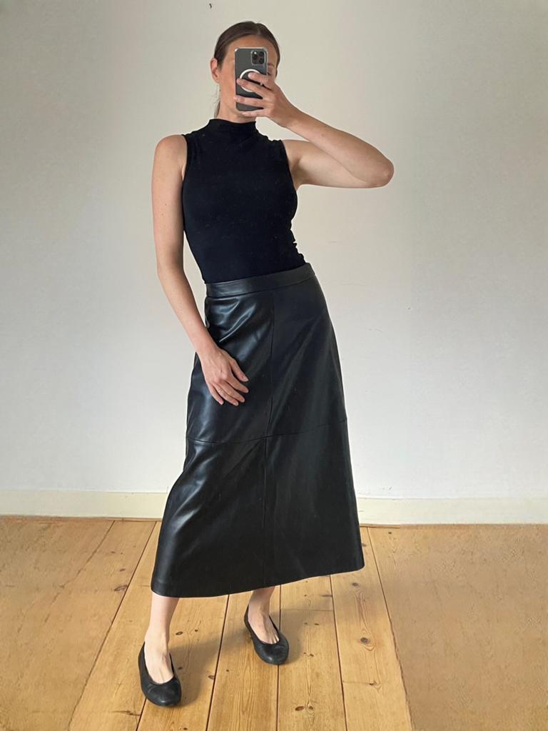 French connection Faux leather maxi rok maat 36/38, Kleding | Dames, Rokken, Maat 38/40 (M), Zwart, Ophalen of Verzenden, Zo goed als nieuw