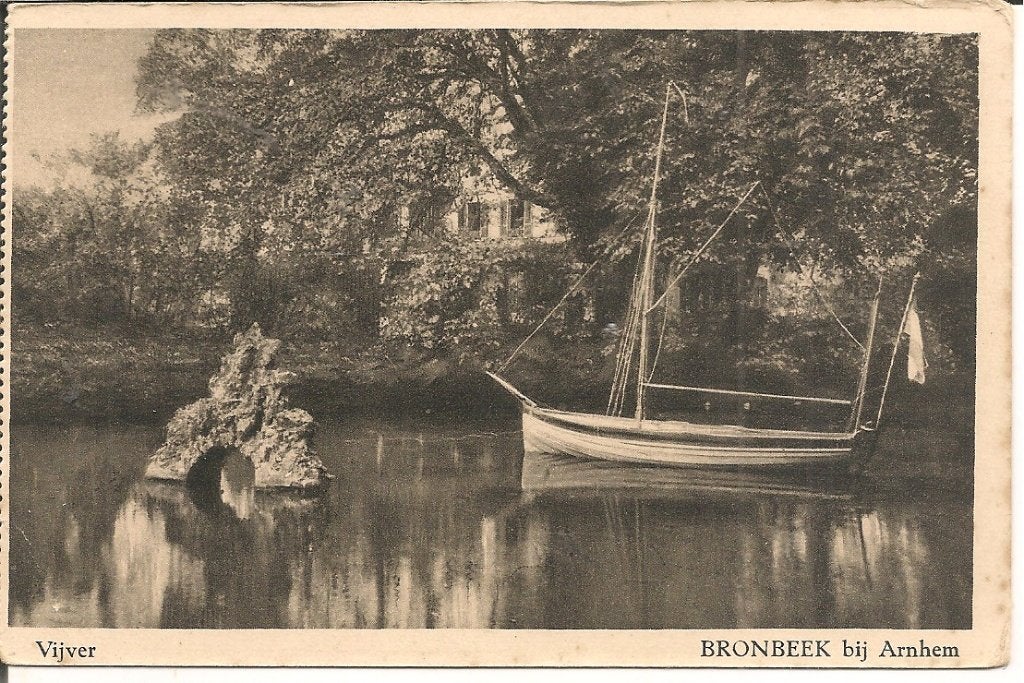 Ansichtkaart Bronbeek bij Arnhem - Vijver met boot, Ophalen of Verzenden, Voor 1920, Ongelopen, Gelderland