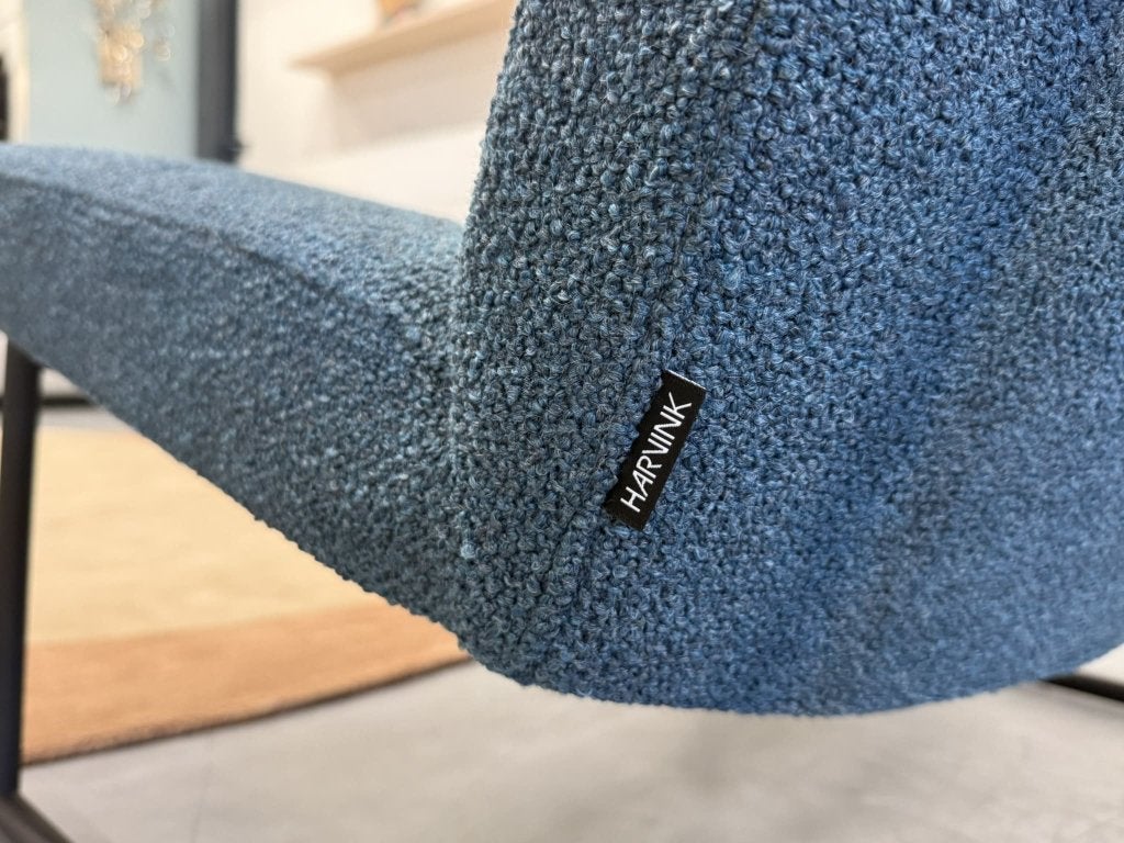 Nieuw Harvink Hebbes Fauteuil blauw stof Design stoel, Huis en Inrichting, Harvink, Info@harvink.nl, Nieuw, 75 tot 100 cm