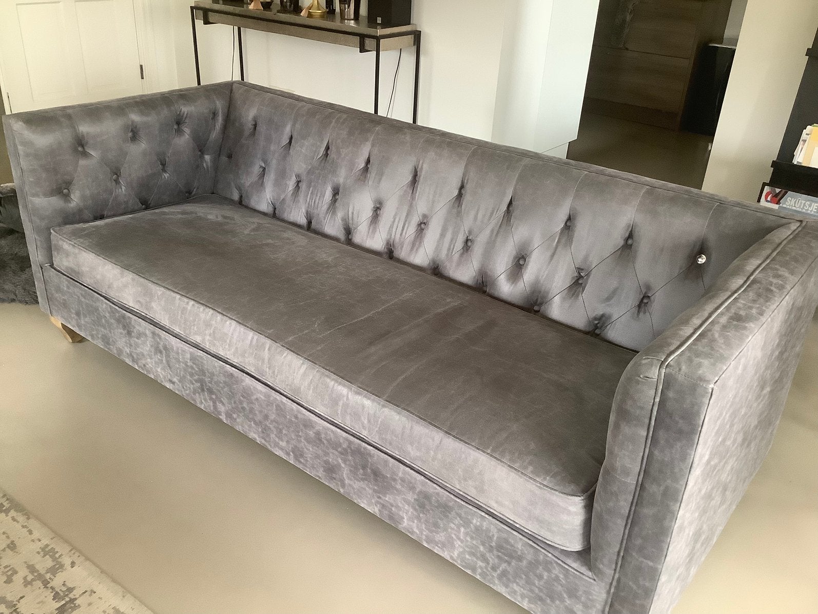 Riviera Maison 3 zitsbank grijs pellini., Ophalen, Overige materialen, Gebruikt, Driepersoons