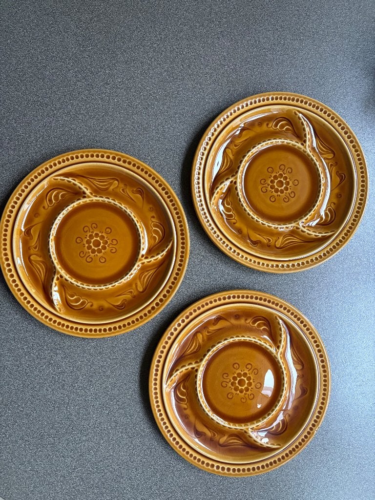 3 vintage gourmetborden, Huis en Inrichting, Keuken | Servies, Gebruikt, Overige merken, Keramiek, Vintage
