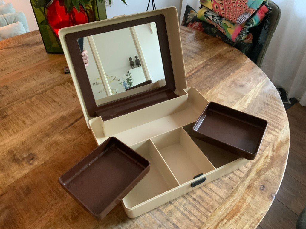Design Sieraden doos BeautyCase uit de jaren "60-"70 topper, Sieraden, Tassen en Uiterlijk, Uiterlijk | Haarverzorging, Ophalen of Verzenden