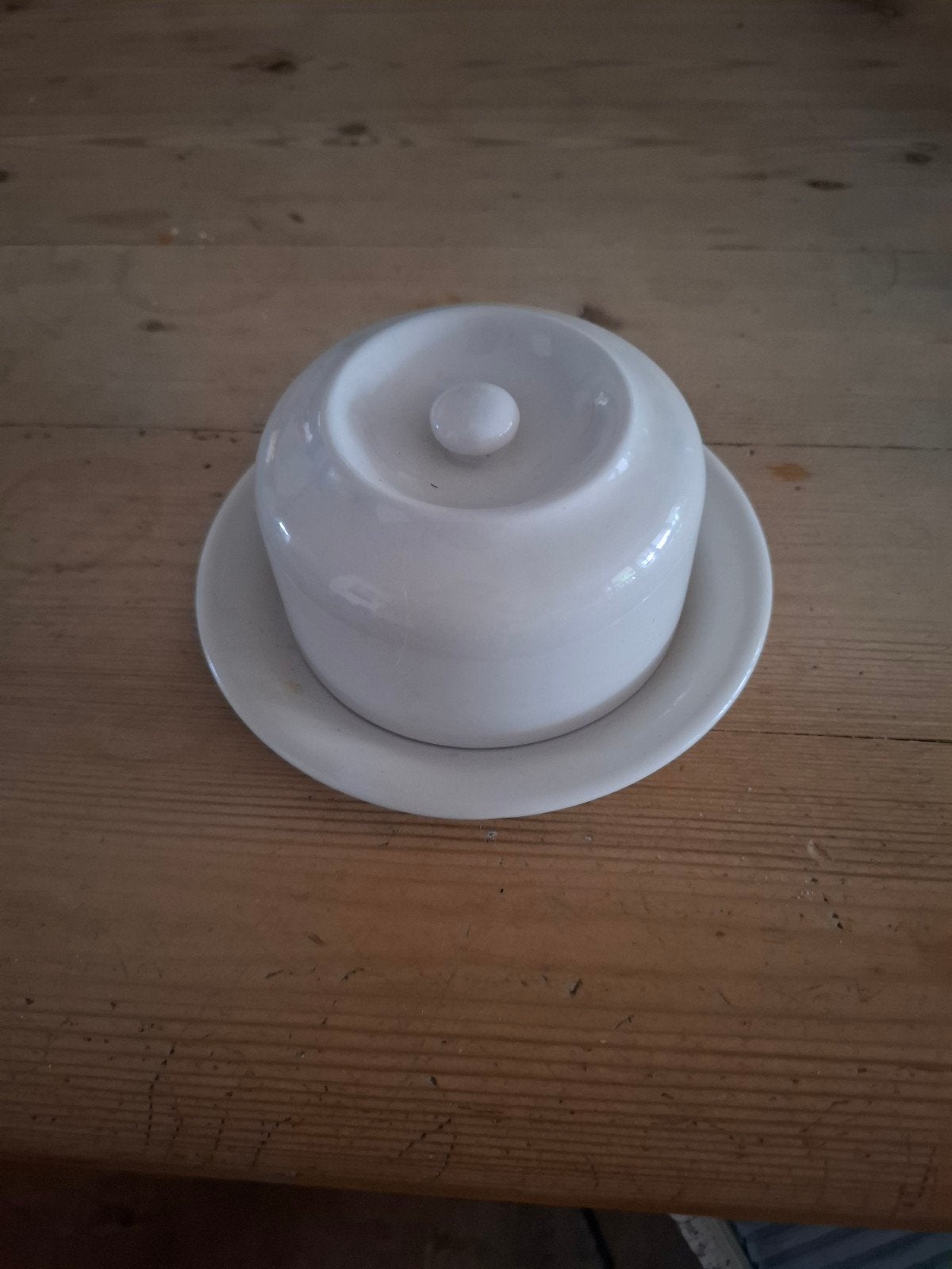 Vintage regout botervloot met schotel, Antiek en Kunst, Antiek | Porselein, Ophalen of Verzenden